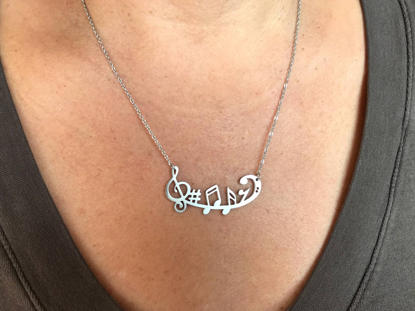 Music Symbols Stainless Steel Necklace