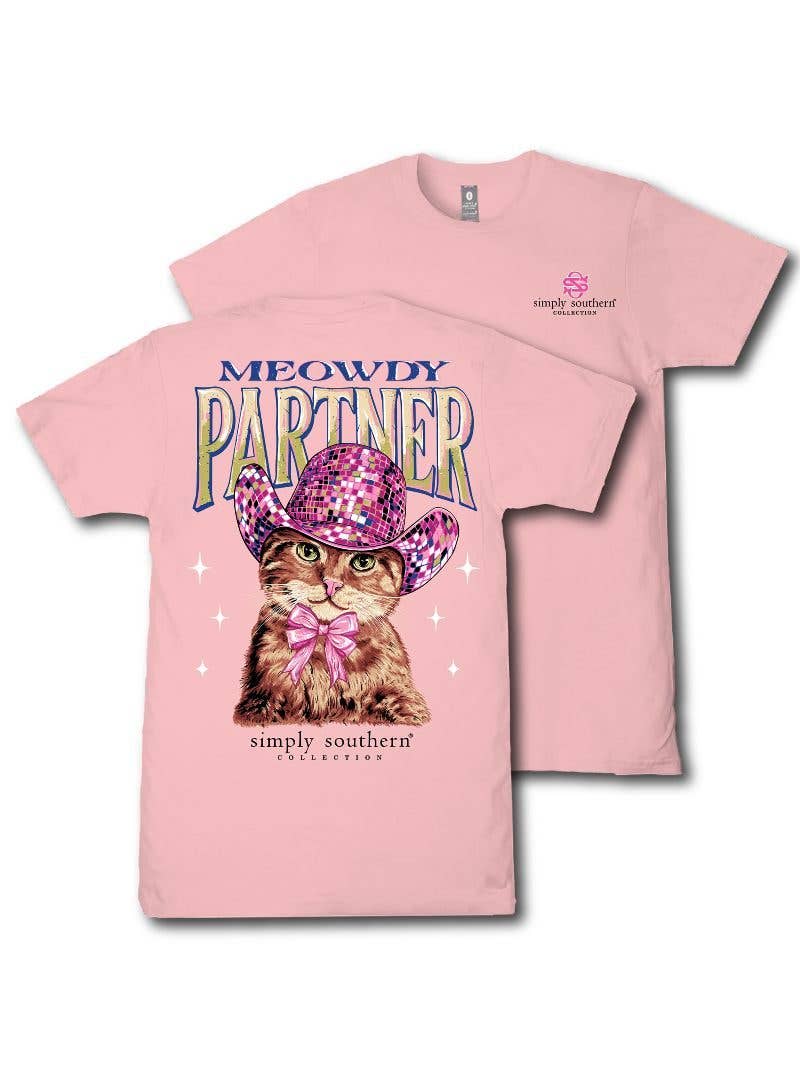 Women's Simply Southern MEOWDY-TEAROSE Short Sleeve Tee