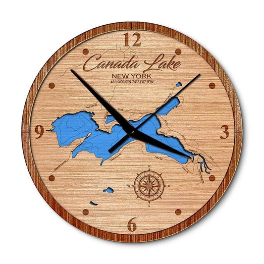 Canada Lake, New York 14in Layered Map Clock