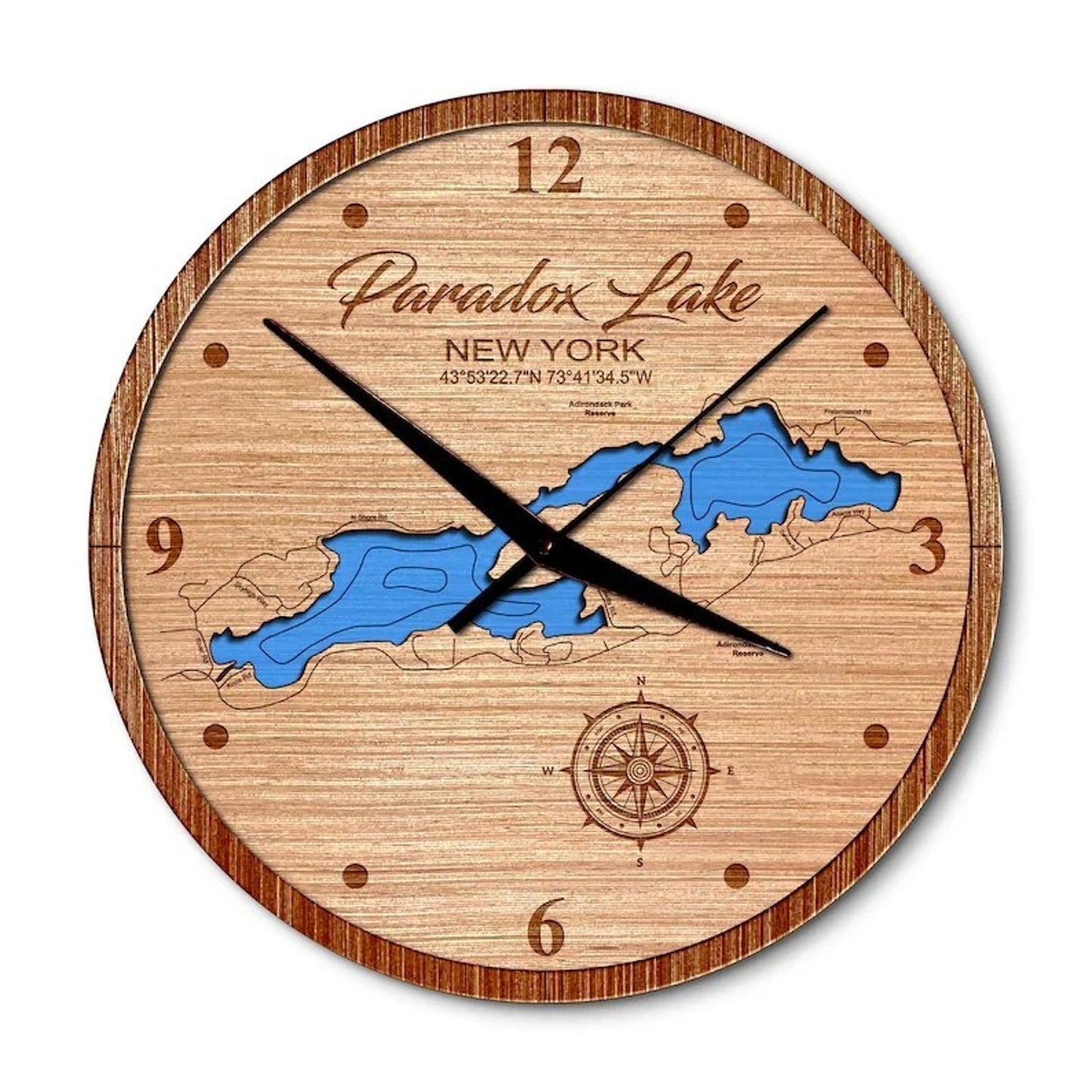 Paradox Lake New York 14in Layered Map Clock
