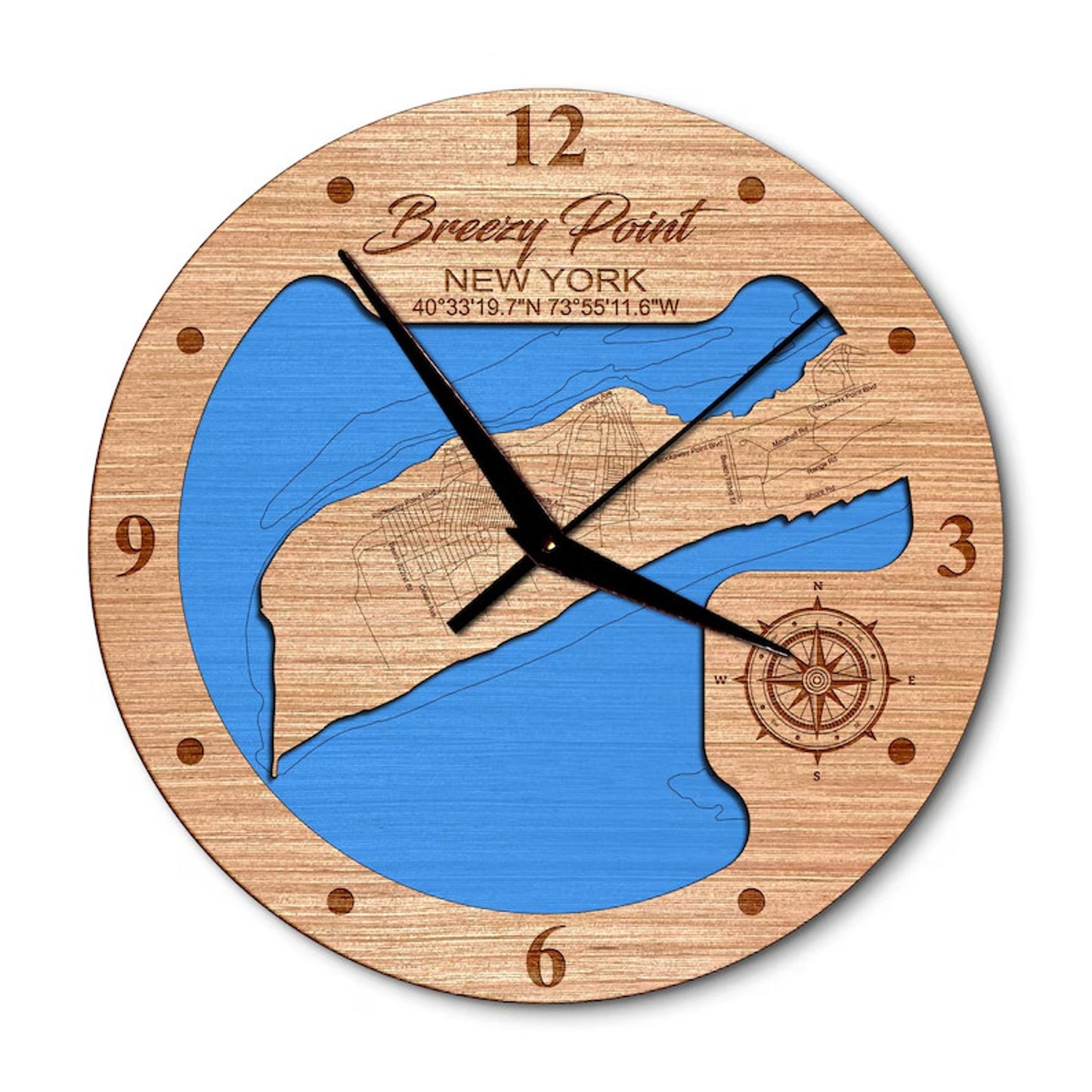 Breezy Point in Jamaica Bay New York 14in Layered Map Clock