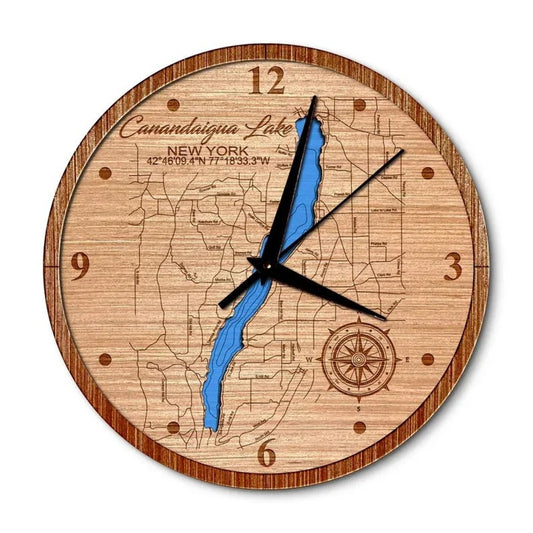 Canandaigua Lake, New York 14in Layered Map Clock