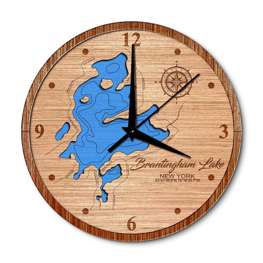 Brantingham Lake, New York 14in Layered Map Clock