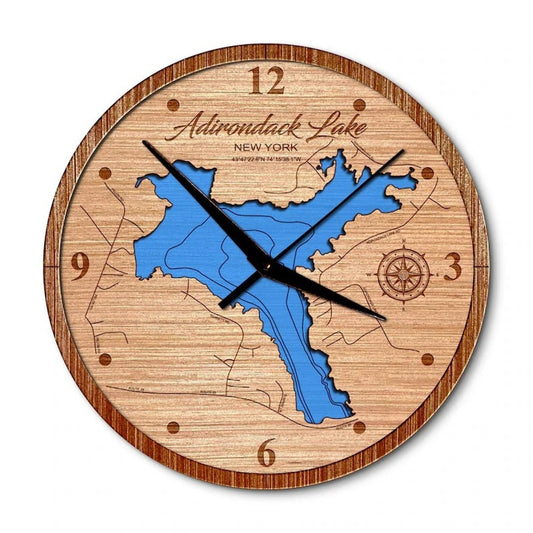 Adirondack Lake, New York 14in Layered Map Clock