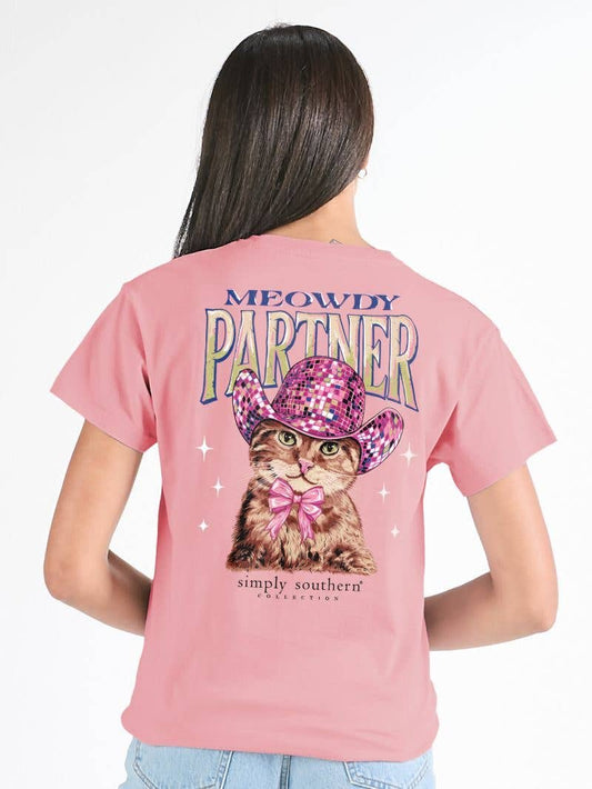 Women's Simply Southern MEOWDY-TEAROSE Short Sleeve Tee