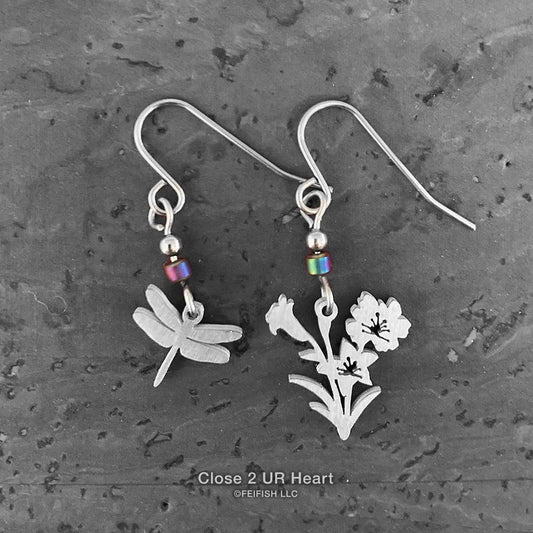 Dragonfly and Flowers Earrings