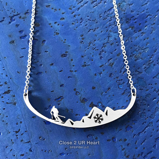 Skier Stainless Steel Necklace
